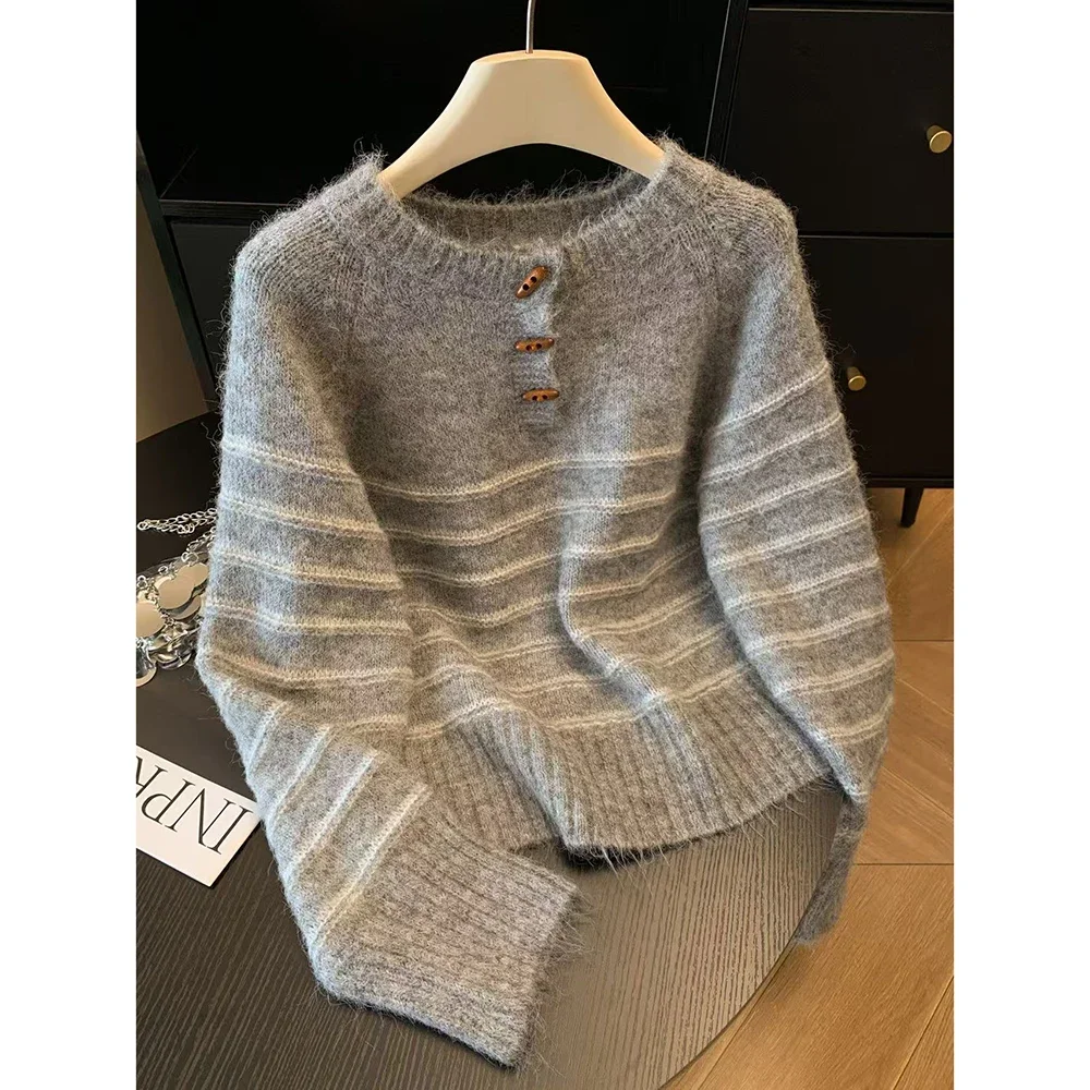 Shirts - Pull en cachemire et laine rayé