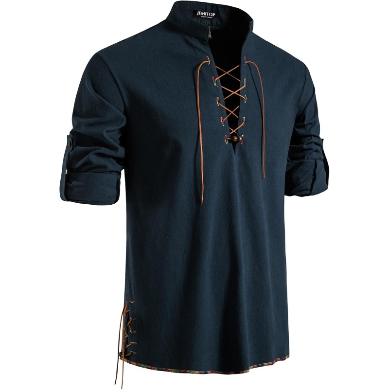 Medieval Gothic Lace Up Pirate Shirt - Chemise de pirate pour hommes Viking