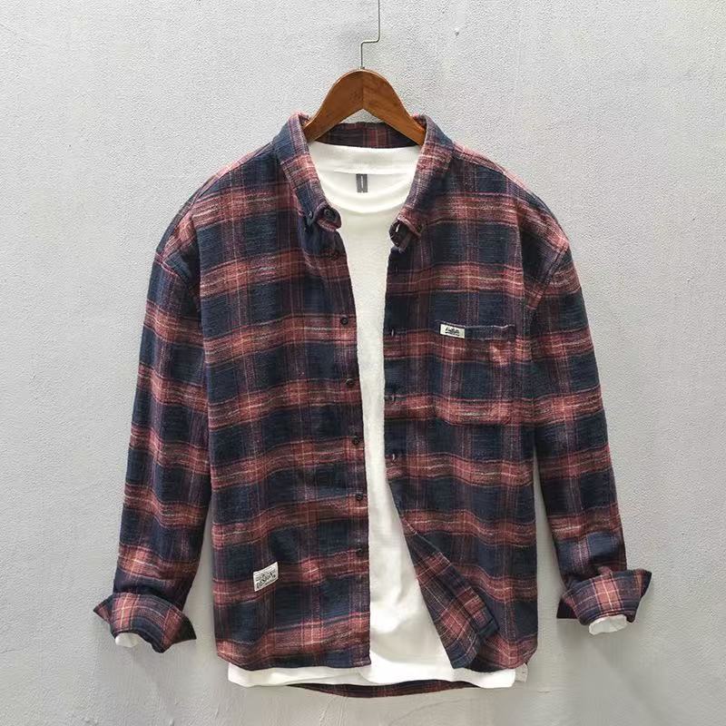 Flannel Plaid Shirt Heavy Weight - Nouvelle chemise décontractée à carreaux printemps/automne