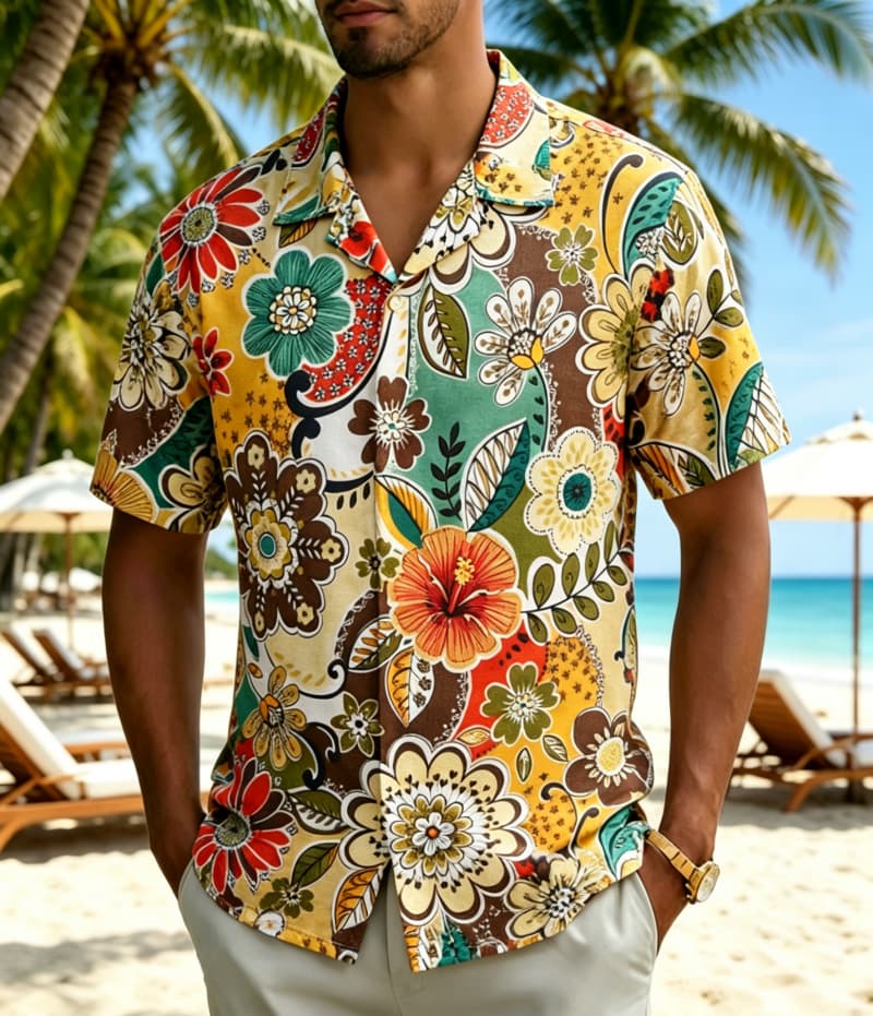 Vintage Hawaiian Floral Shirt - Chemise pour homme à imprimé floral