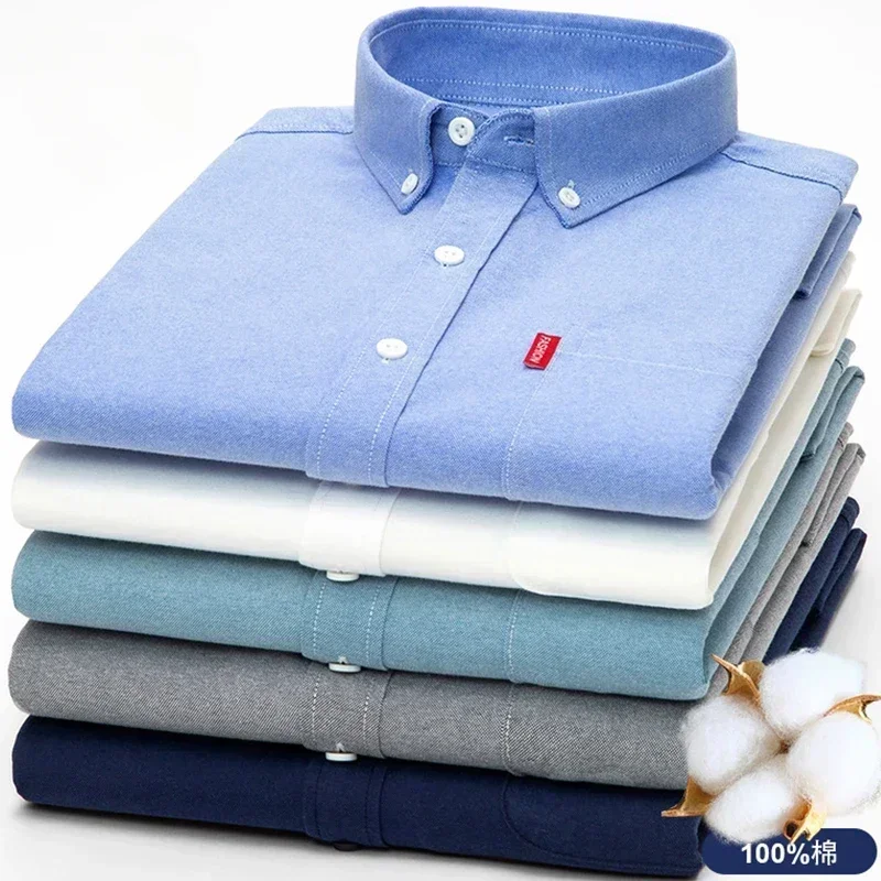 Oxford Cotton Casual Shirt Business - Chemise à manches longues pour homme,