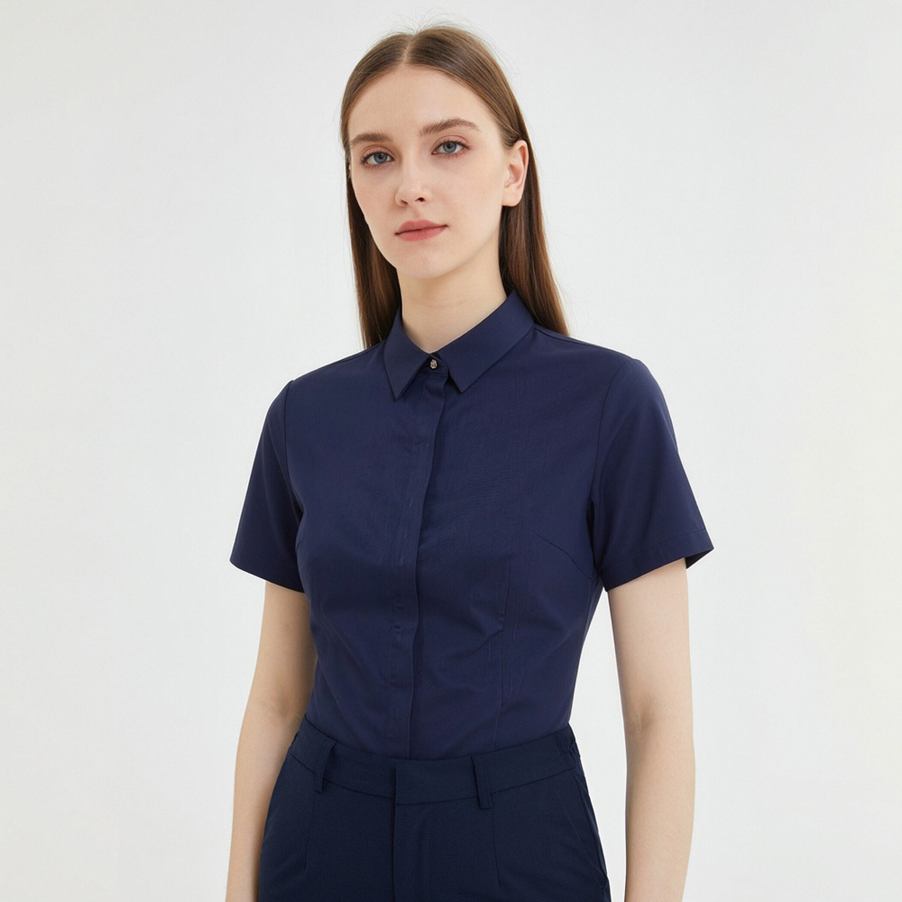 Breathable Bamboo Fiber Shirt Non Iron - Chemisier extensible sans repassage à manches