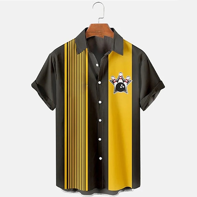 Short Sleeve Bowling Shirt Retro - Chemise à manches courtes à rayures
