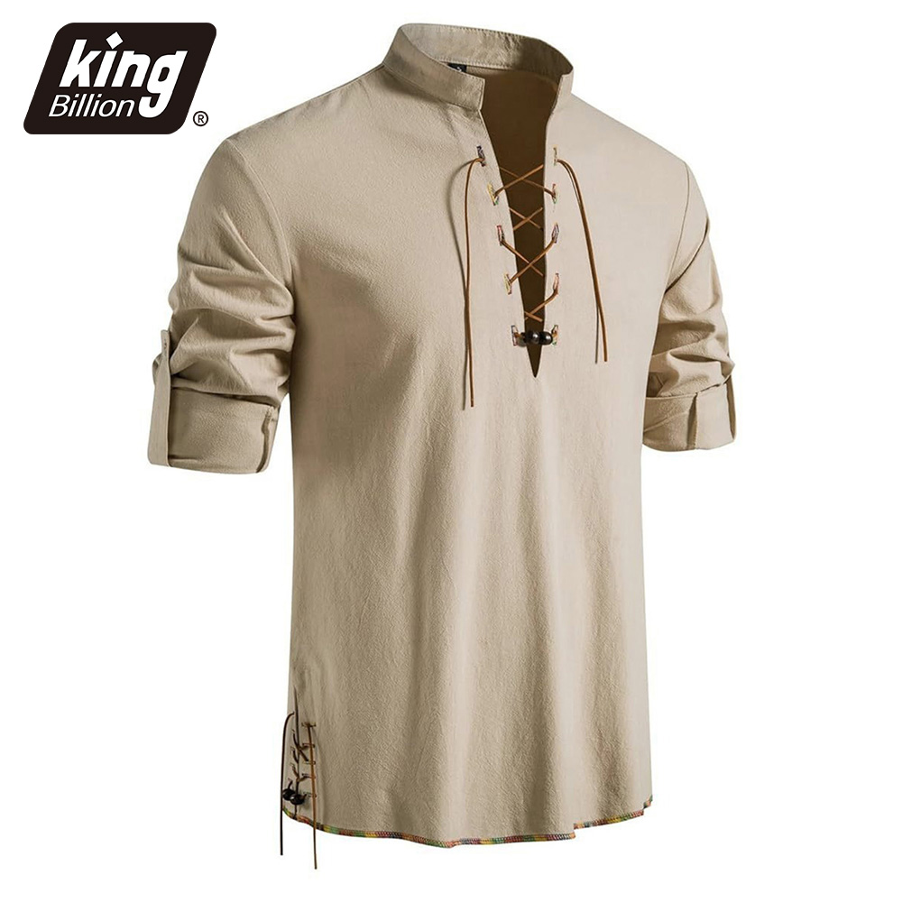 Medieval Gothic Lace Up Pirate Shirt - Chemise médiévale à col Henley pour