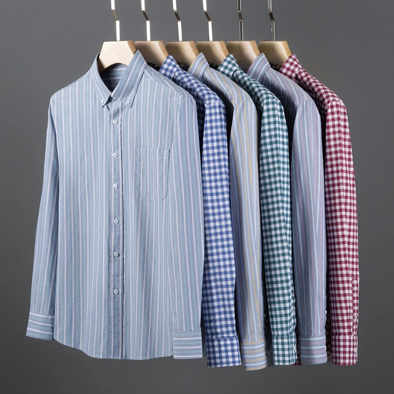 Oxford Cotton Casual Shirt Business - Chemise homme à manches longues en