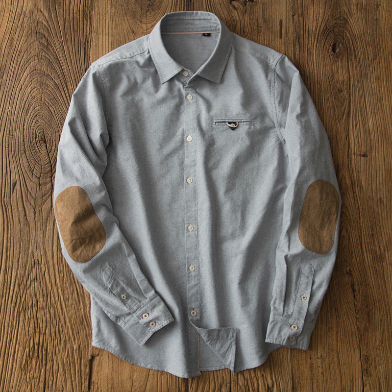 Oxford Cotton Casual Shirt Business - Chemise Oxford rétro à manches longues