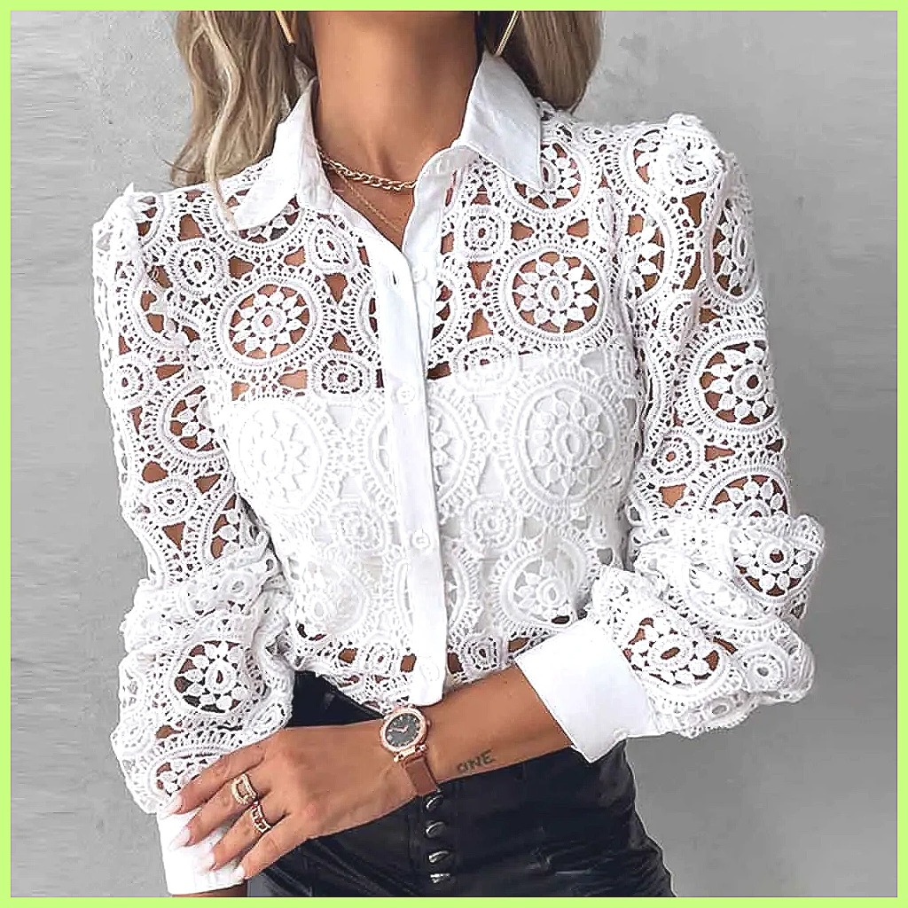 Shirts - Chemisier blanc en dentelle pour femme
