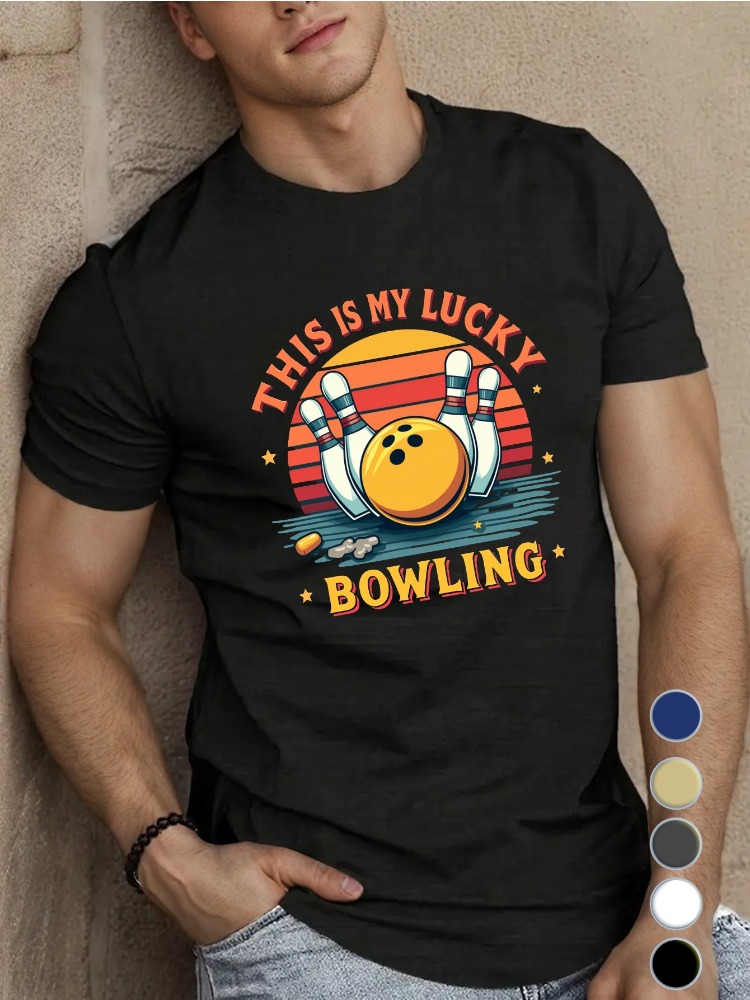 Short Sleeve Bowling Shirt Retro - T-shirt en coton bleu roi à