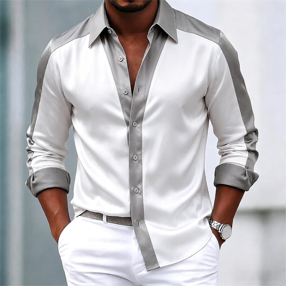 Mens Satin Silk Dress Shirt - Chemise pour homme en satin, chemise