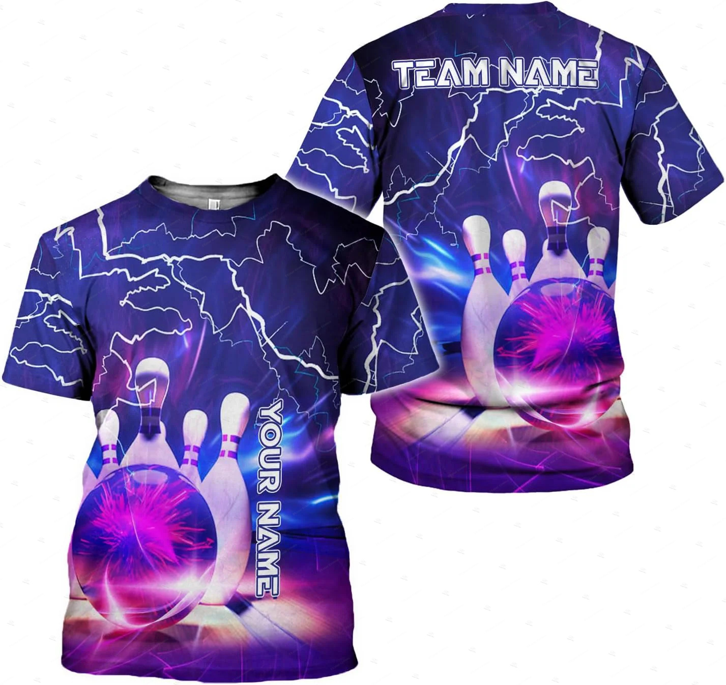 Short Sleeve Bowling Shirt Retro - Nom personnalisé dégradé Bowling flamme Graffiti