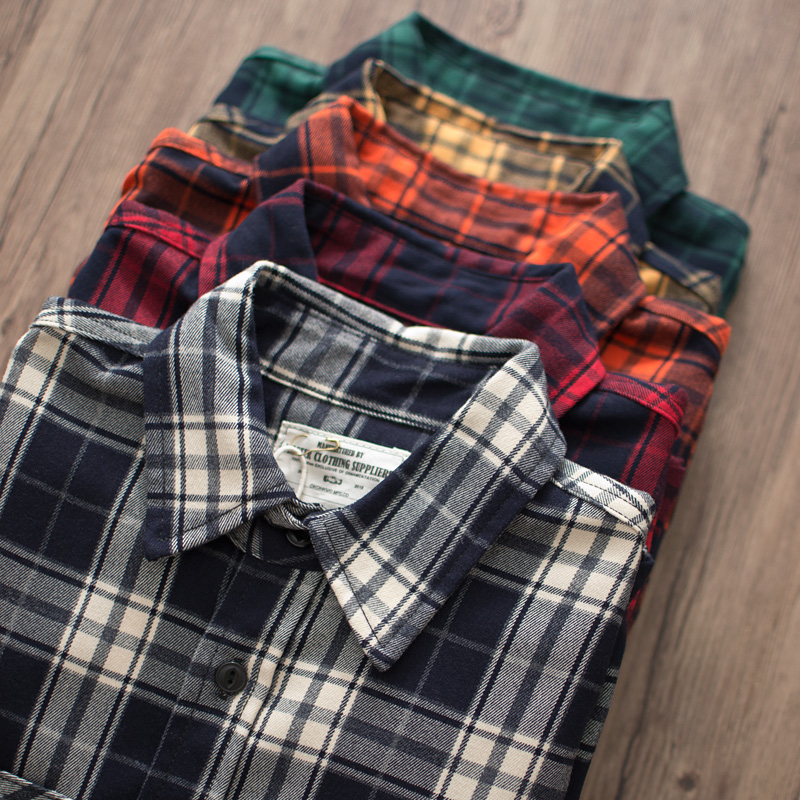 Flannel Plaid Shirt Heavy Weight - Chemise Cargo à carreaux à revers