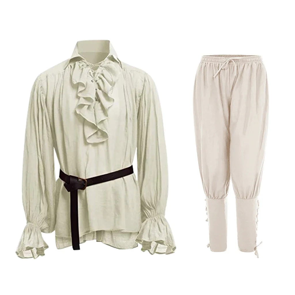 Chemises Médiévales à Volants  - Medieval Gothic Lace Up Pirate Shirt avis et prix
