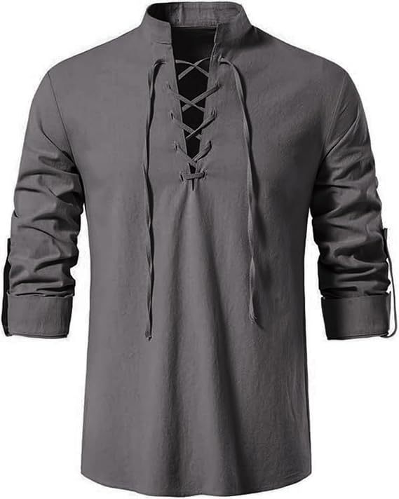 Chemise de pirate pour homme,  - Medieval Gothic Lace Up Pirate Shirt avis et prix