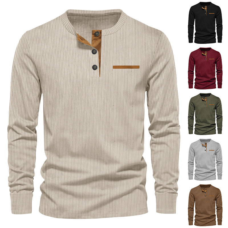 T-shirt à manches longues pour - Corduroy Button Up Shirt Men avis et prix