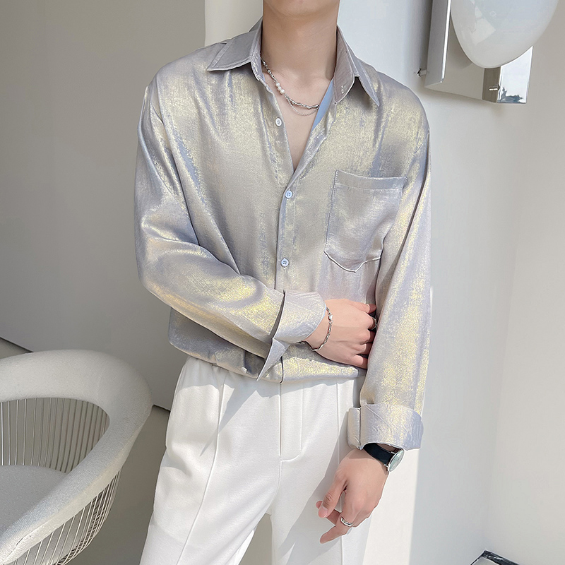 Chemises Sexy en Satin de soie - Mens Satin Silk Dress Shirt avis et prix