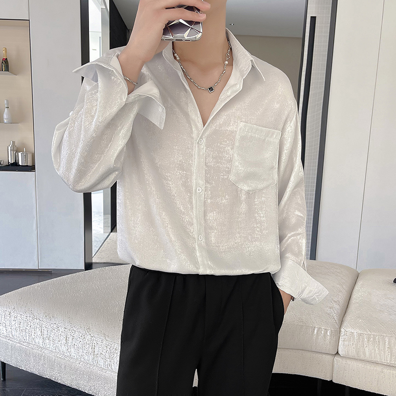 Chemises Sexy en Satin de soie - Mens Satin Silk Dress Shirt avis et prix