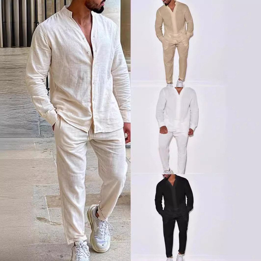 Ensemble deux pièces en lin po - Mens Linen Shirt Long Sleeve avis et prix