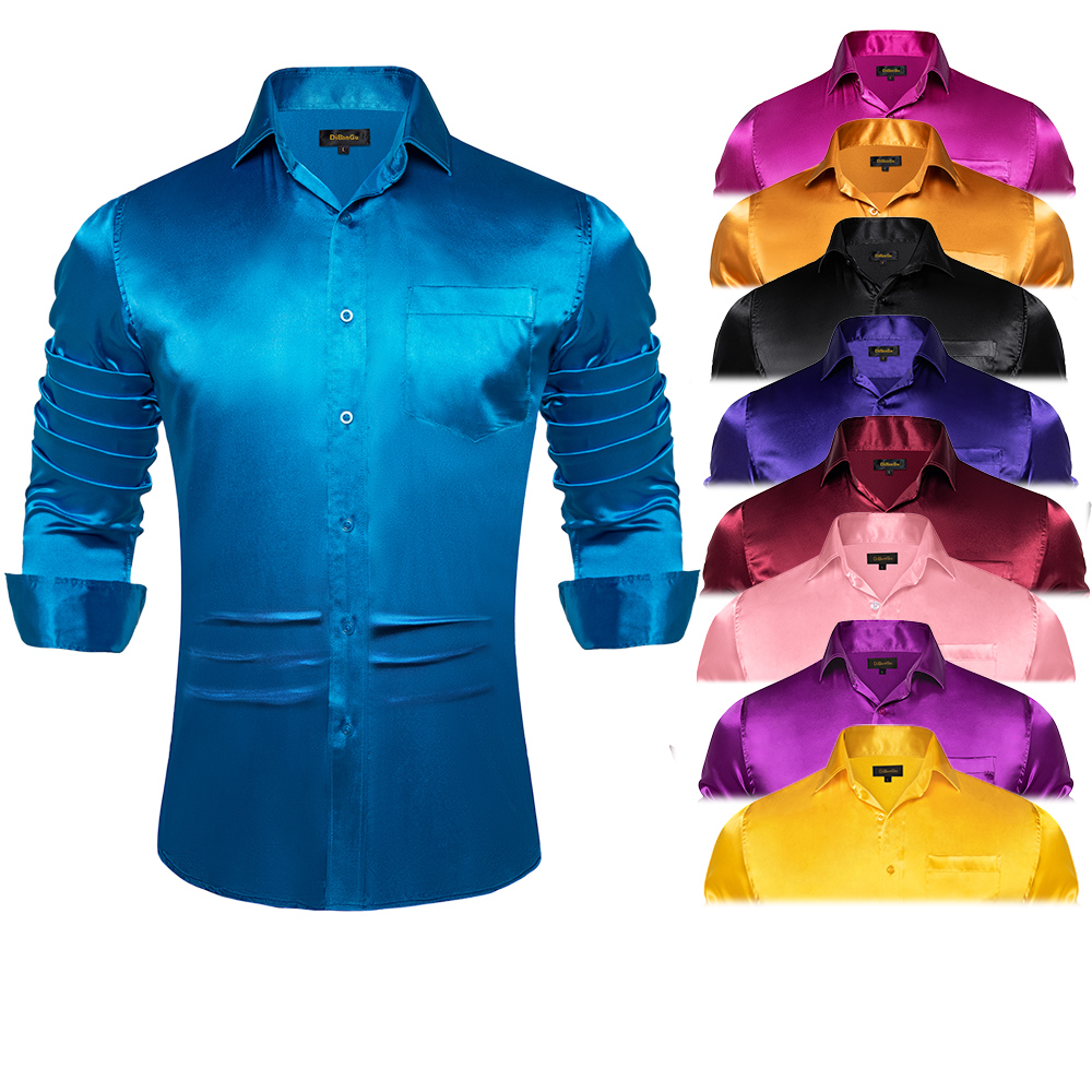 Chemise de Smoking en Satin à  - Mens Satin Silk Dress Shirt avis et prix