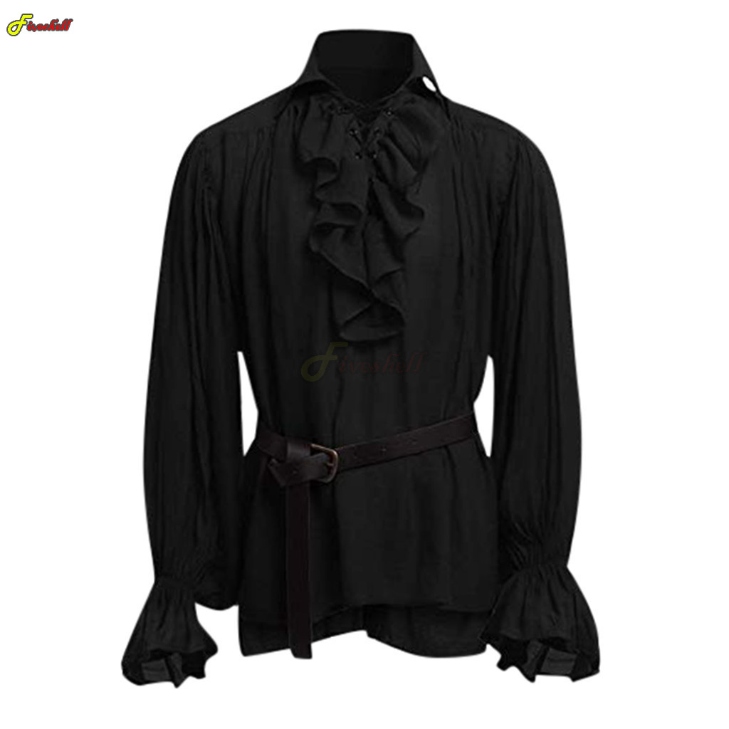 Chemise d'Halloween à Lacets p - Medieval Gothic Lace Up Pirate Shirt avis et prix