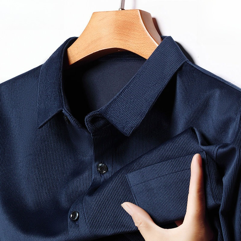 Chemise à manches longues en v - Corduroy Button Up Shirt Men avis et prix