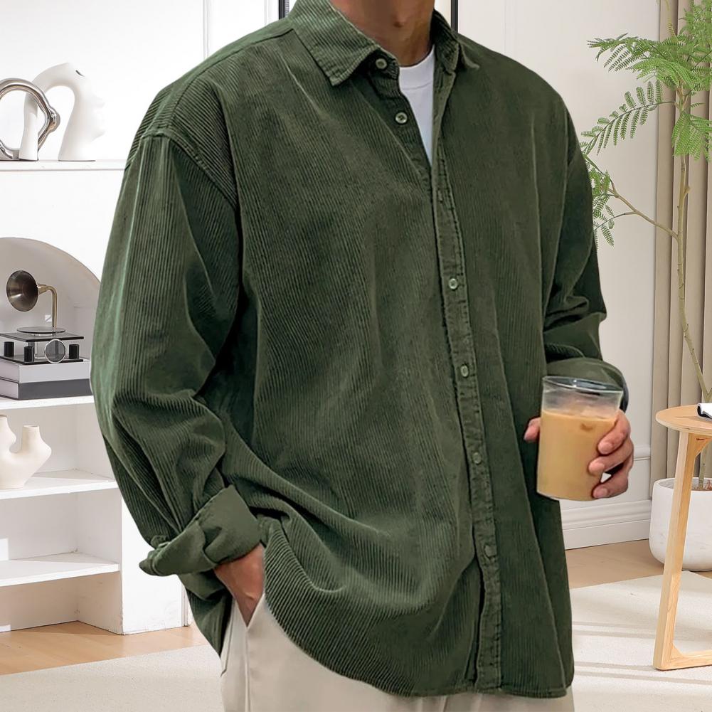 Chemises décontractées pour ho - Corduroy Button Up Shirt Men avis et prix