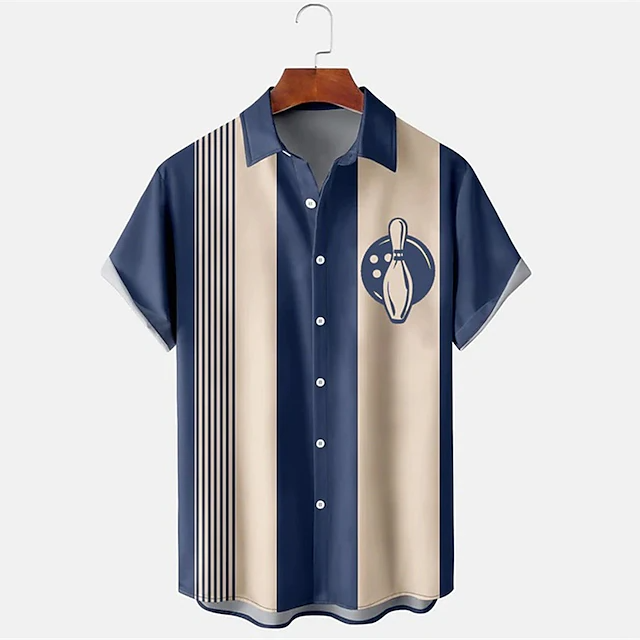 Chemise à manches courtes à ra - Short Sleeve Bowling Shirt Retro avis et prix