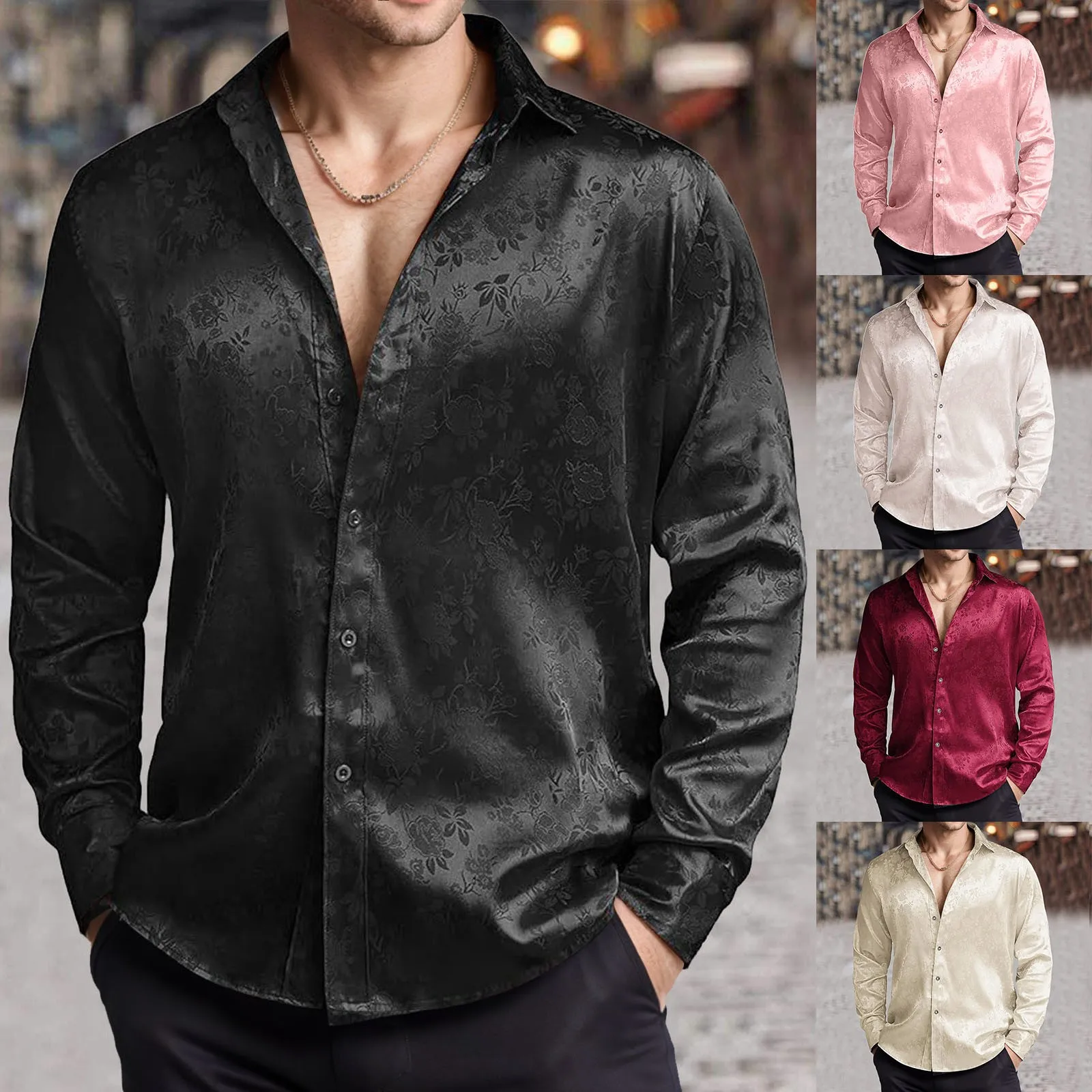 Chemise habillée en Satin de s - Mens Satin Silk Dress Shirt avis et prix