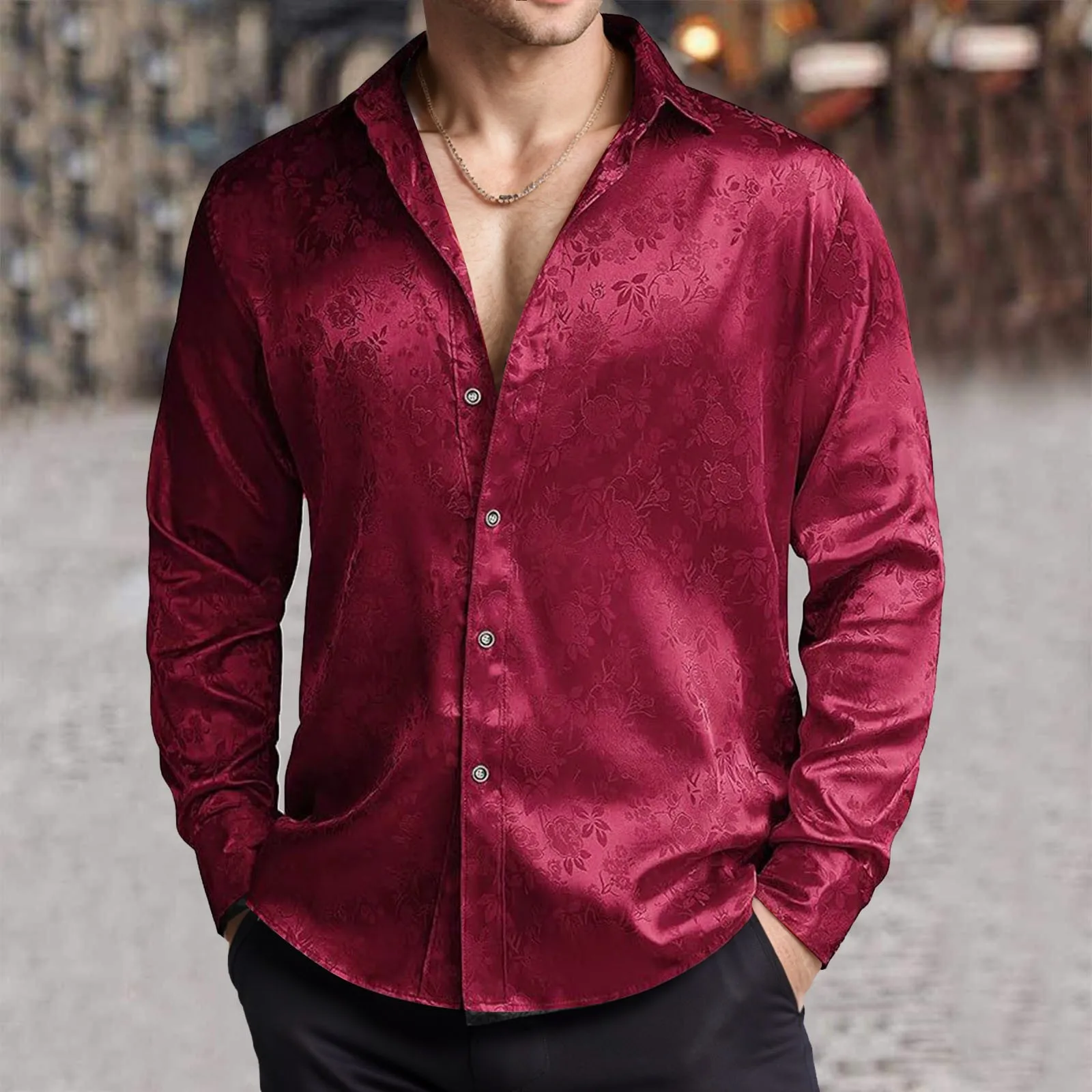 Chemise habillée en Satin de s - Mens Satin Silk Dress Shirt avis et prix