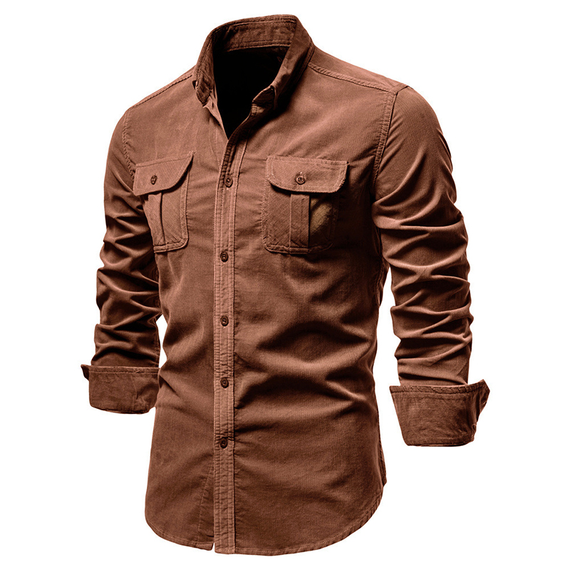 Vintage couleur unie velours c - Corduroy Button Up Shirt Men avis et prix