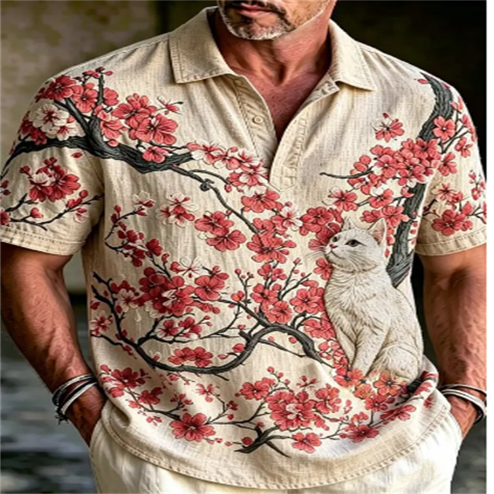 Polo à manches courtes pour ho - Vintage Hawaiian Floral Shirt avis et prix
