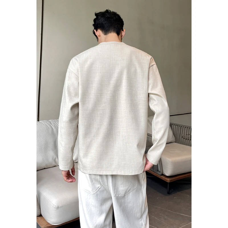 T-shirt décontracté pour homme - Mens Linen Shirt Long Sleeve avis et prix