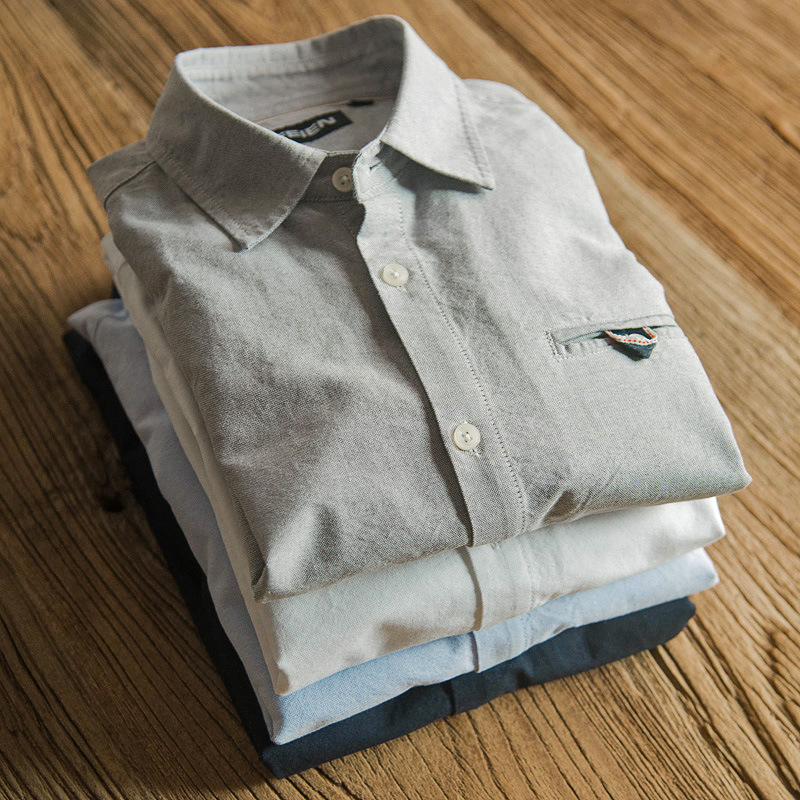 Chemise Oxford rétro à manches - Oxford Cotton Casual Shirt Business avis et prix