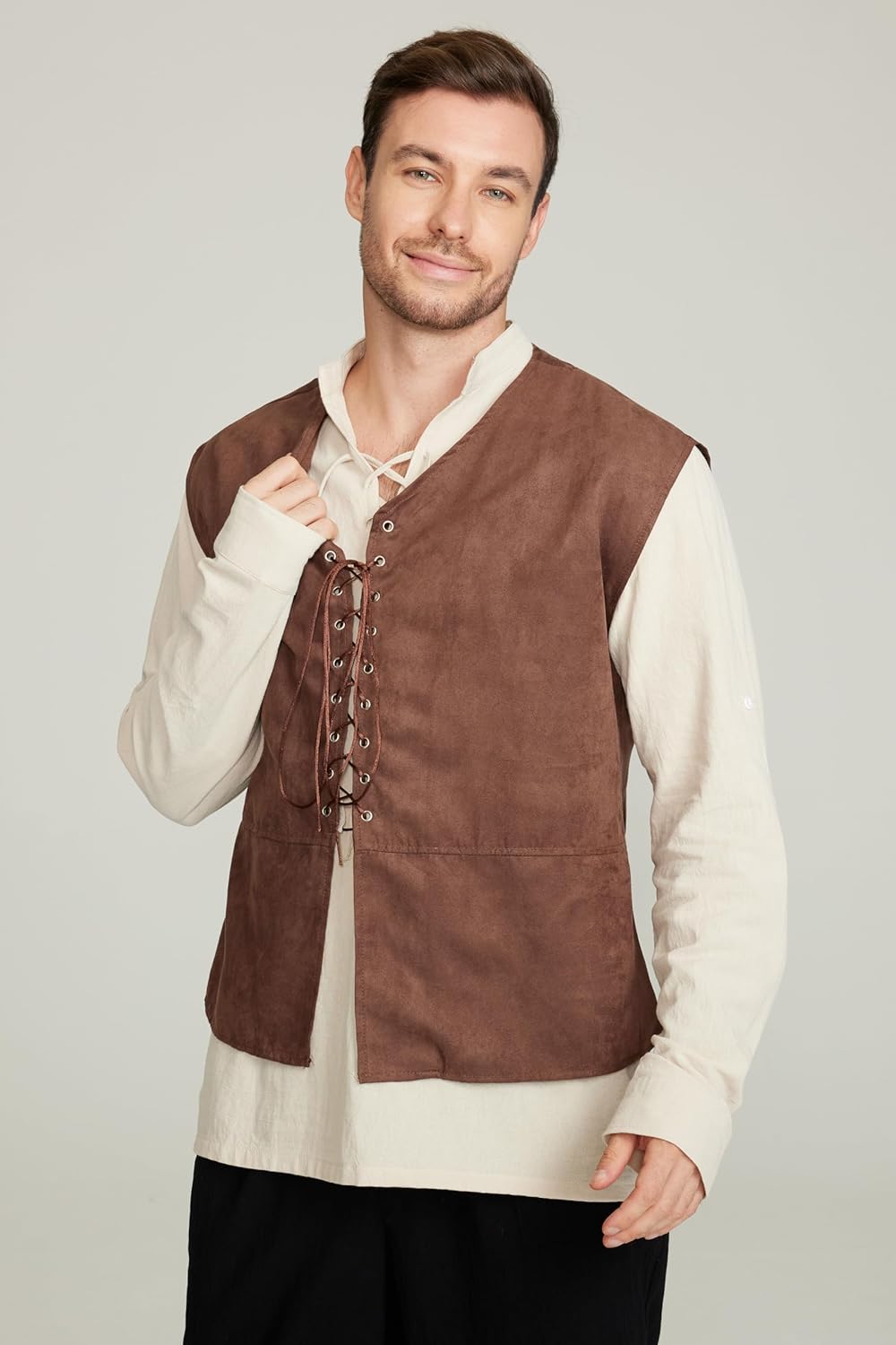 Ensemble 2 pièces gilet Pirate - Medieval Gothic Lace Up Pirate Shirt avis et prix