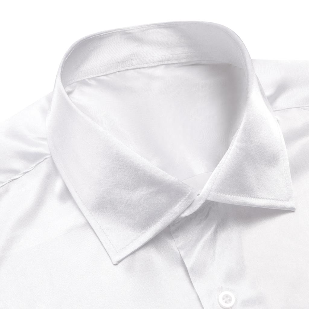 Hi-aught-Chemise en satin blan - Mens Satin Silk Dress Shirt avis et prix