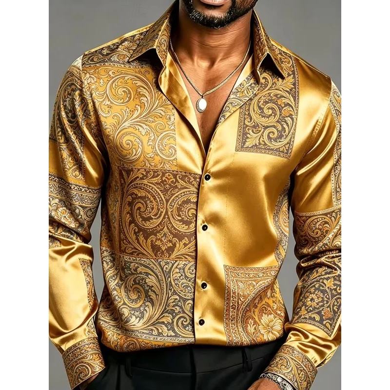 Chemises habillées pour hommes - Mens Satin Silk Dress Shirt avis et prix
