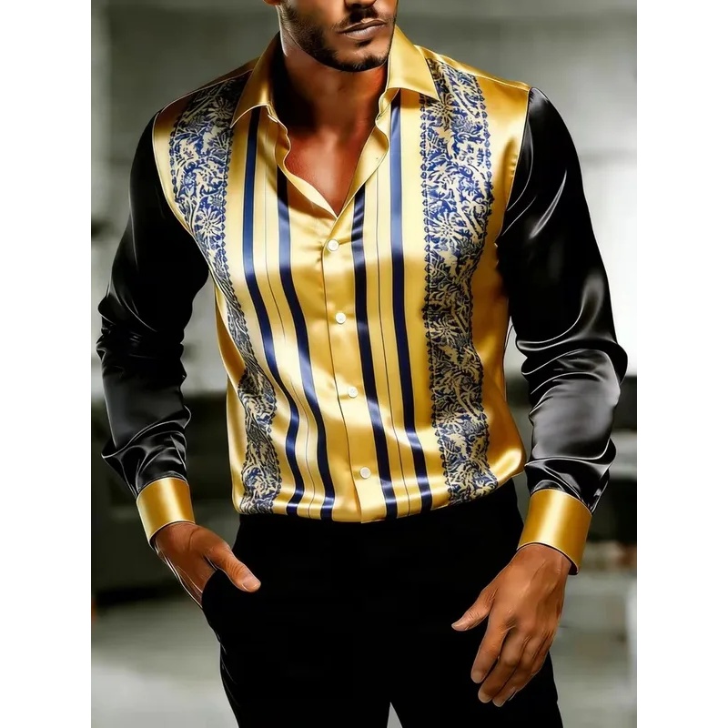 Chemises habillées pour hommes - Mens Satin Silk Dress Shirt avis et prix