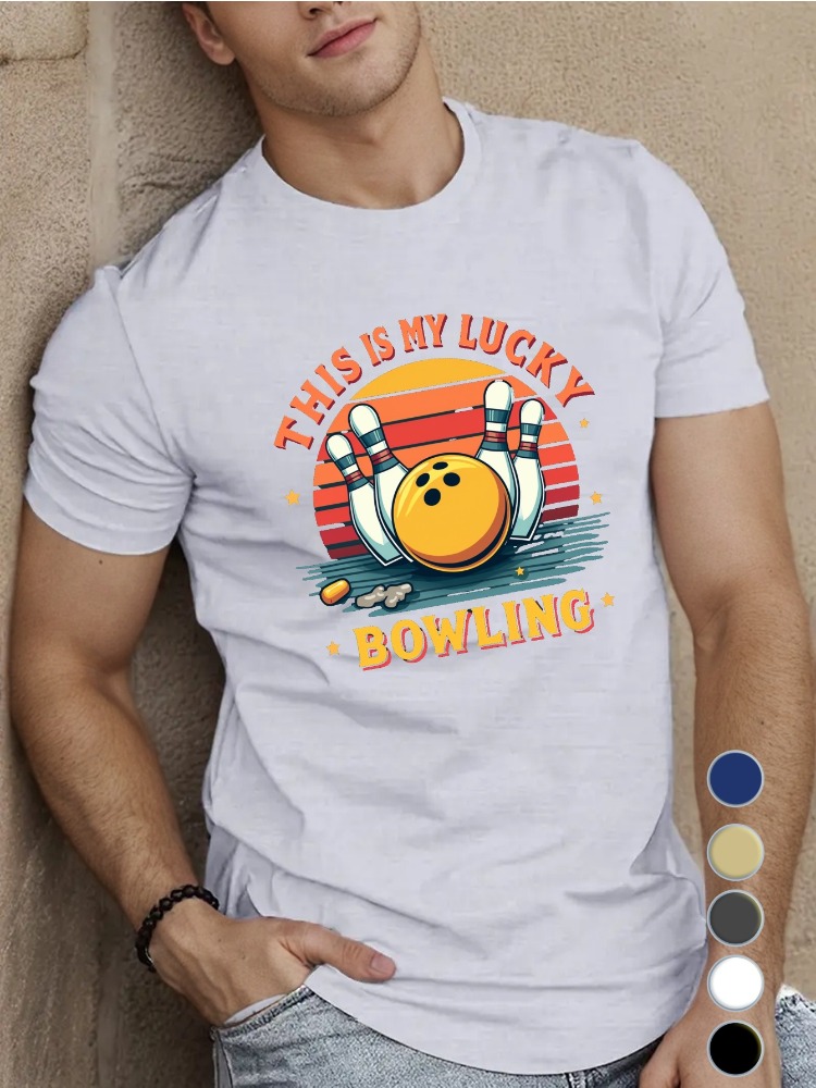 T-shirt en coton bleu roi à co - Short Sleeve Bowling Shirt Retro avis et prix