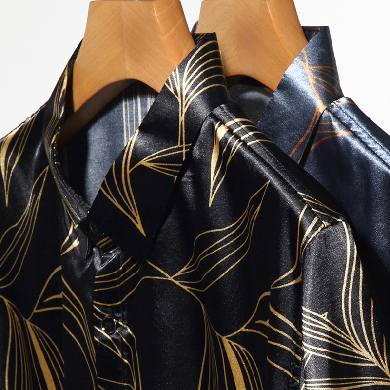 Chemise à manches courtes en S - Mens Satin Silk Dress Shirt avis et prix