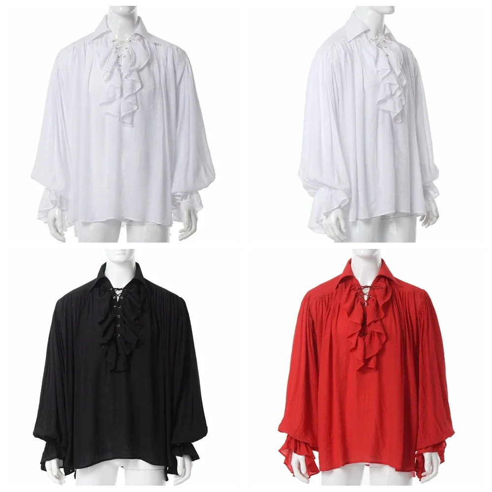Hommes Pirate Chemise Vampire  - Medieval Gothic Lace Up Pirate Shirt avis et prix