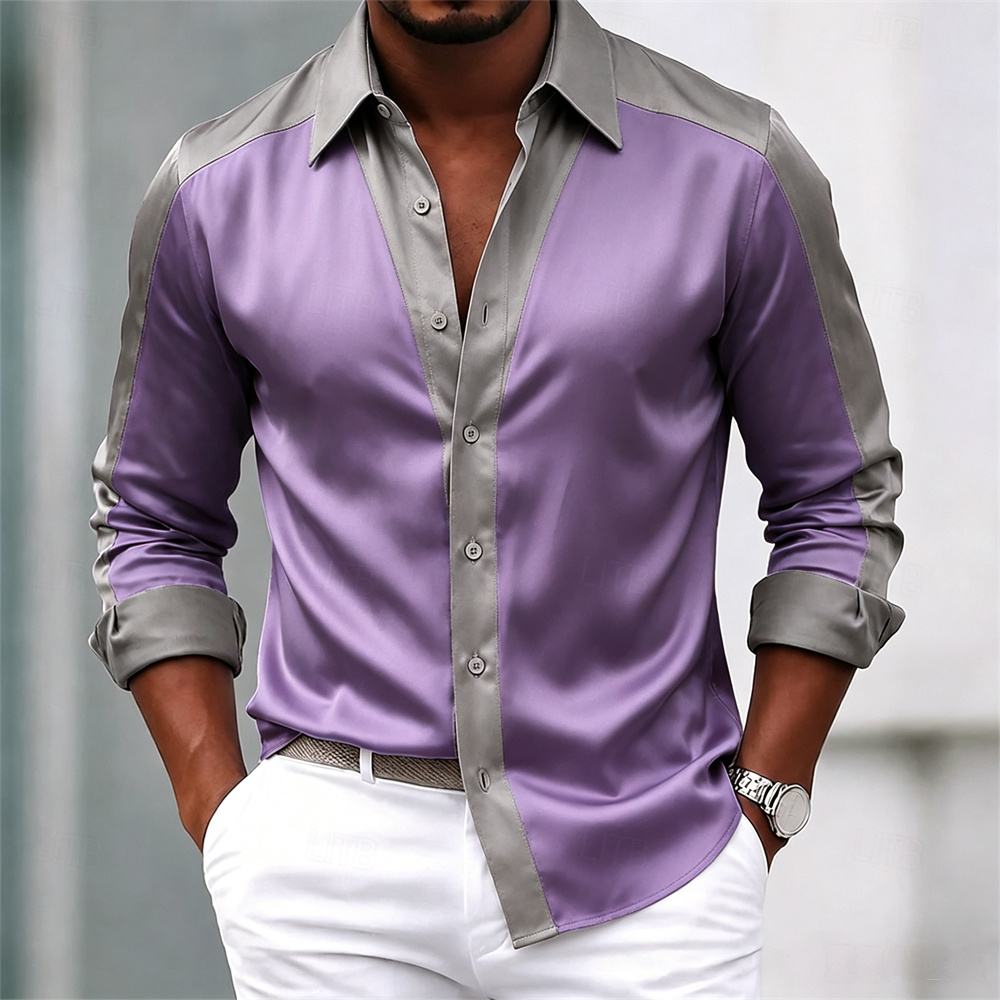 Chemise pour homme en satin, c - Mens Satin Silk Dress Shirt avis et prix