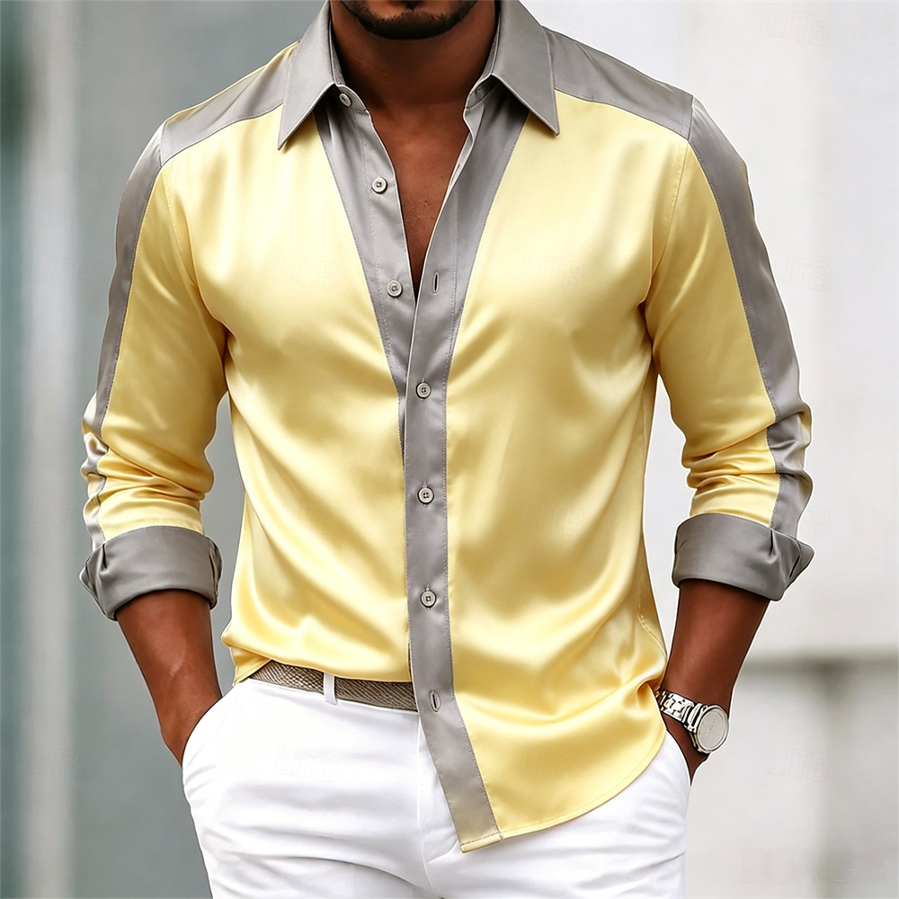 Chemise pour homme en satin, c - Mens Satin Silk Dress Shirt avis et prix
