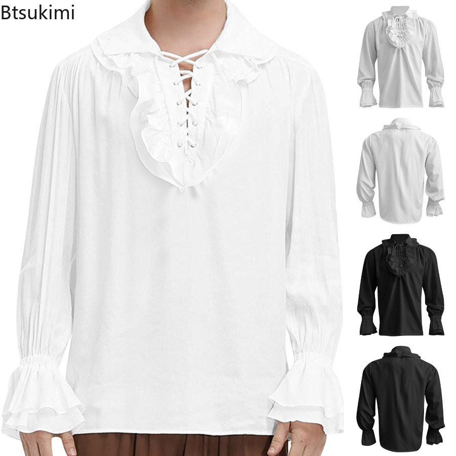 Chemise de pirate de la Renais - Medieval Gothic Lace Up Pirate Shirt avis et prix